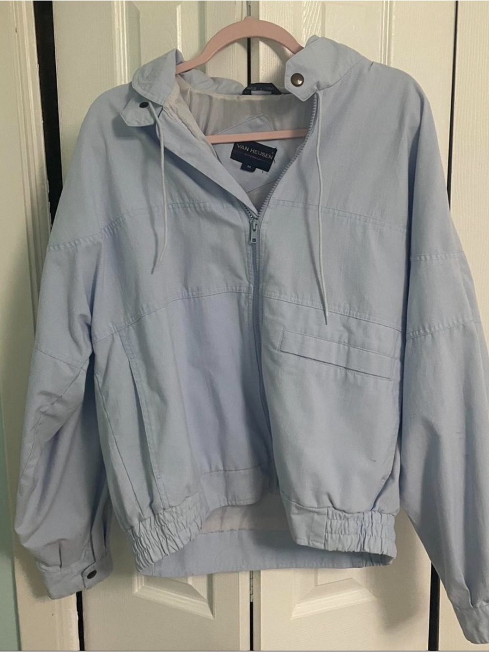Van Heusen Pale Blue Hooded Bomber Jacket